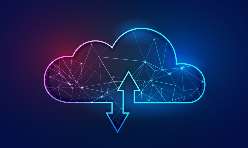 cloud computing polygonal wireframe technology concept background
